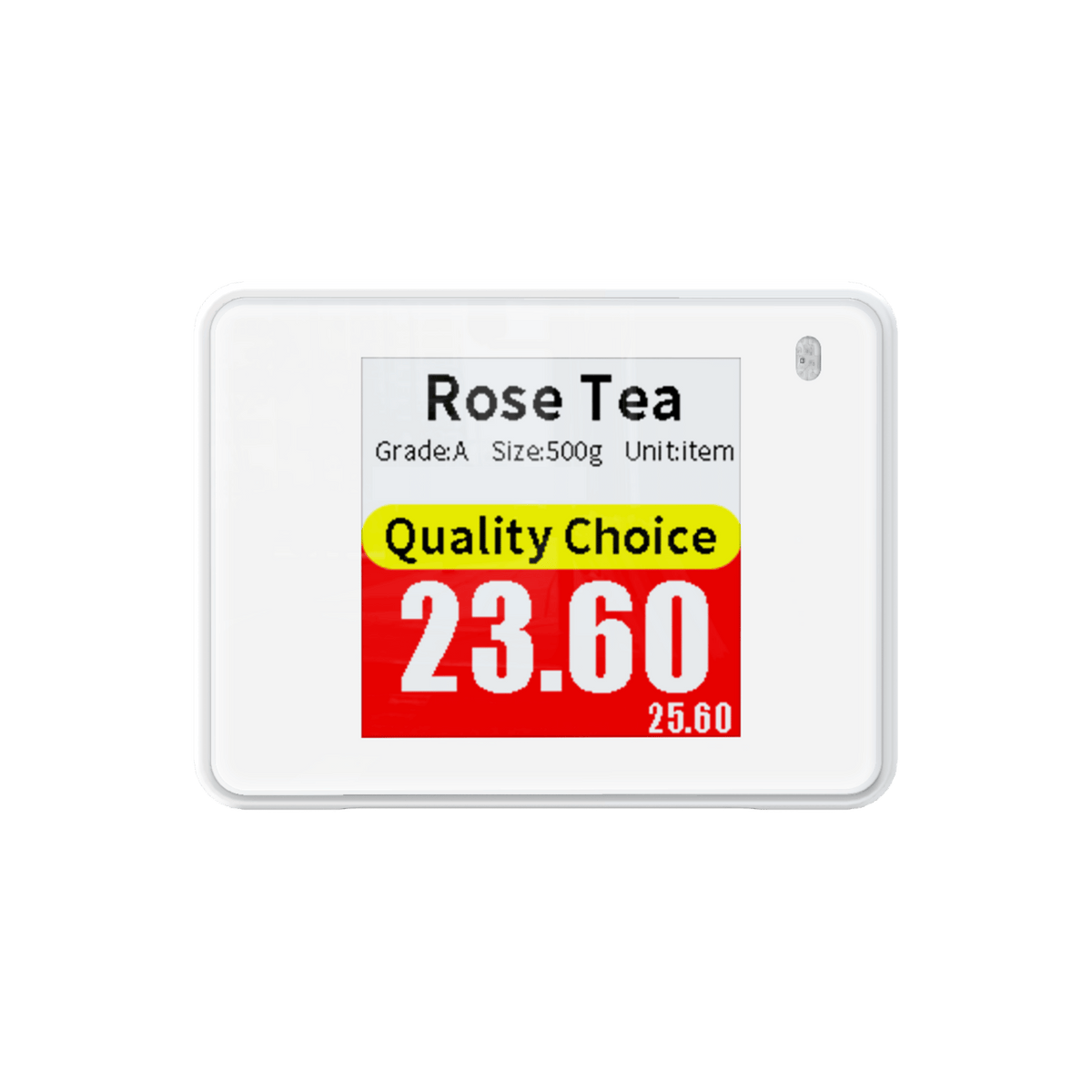 Kompaktes Albasca Synchtag Preisschild (1.54 Zoll) mit roter Aktionsanzeige für Rose Tea
