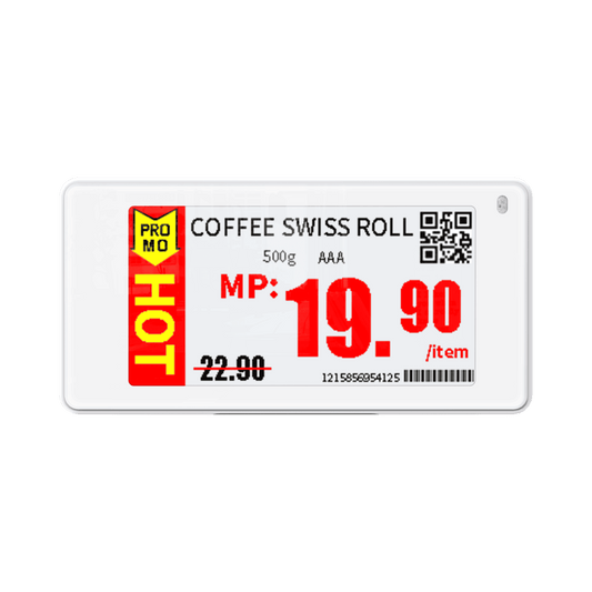 Albasca Synchtag Preisschild (2.66 Zoll) mit rot-gelbem Promo-Design für Kaffee