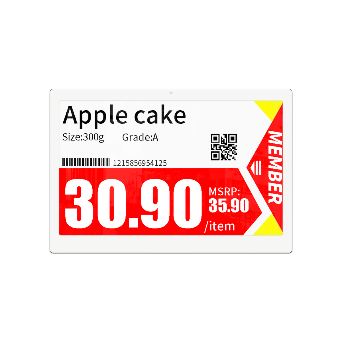 Großflächiges Albasca Synchtag Preisschild 7.5 Zoll mit rotem Member-Angebot für Kuchen