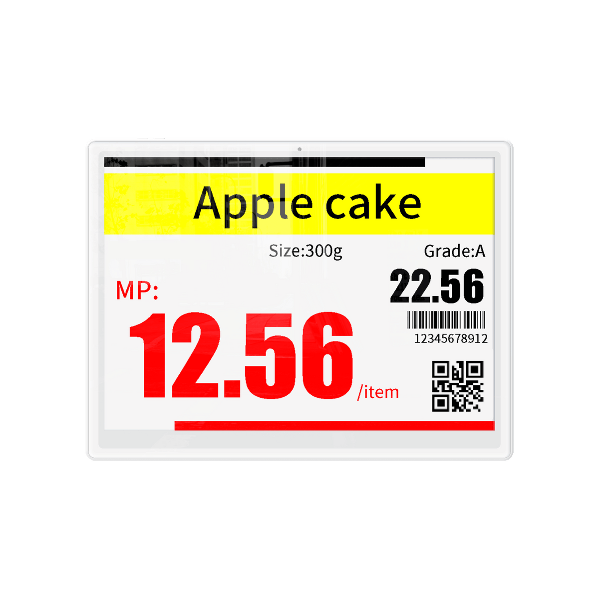 Sehr großes Albasca Synchtag Preisschild 9.7 Zoll mit markanter Preisdarstellung für Apple Cake
